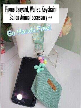 Lanyard With 2 Wallets Pouches, Balloon Dog Key Chain, Phone Holder